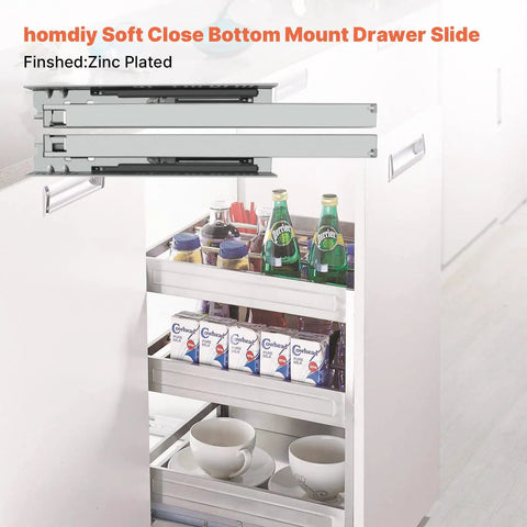 Soft Close Undermount Drawer Slides 22 Inch Concealed 2 Pairs Bottom Mount Full Extension Hidden Drawer Hardware For Kitchen