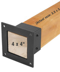 Heavy Duty 4x4 Deck Post Base Kit, 8 Pieces, 3.5 by 3.5 Inch Wood Post Brackets, Matte Black Base Anchor on Wood Post