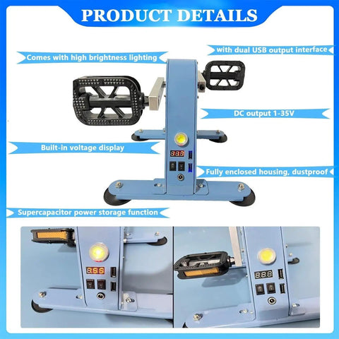 Foot Pedal Power Generator For Outdoors And Home, 100W Portable Emergency Energy, USB ports and voltage display