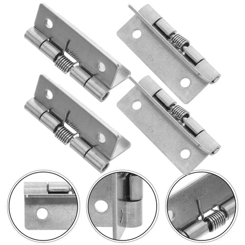 Hardcore Stainless Steel Self Closing Hinges with spring mechanism, designed for cabinets and resistant to corrosion.