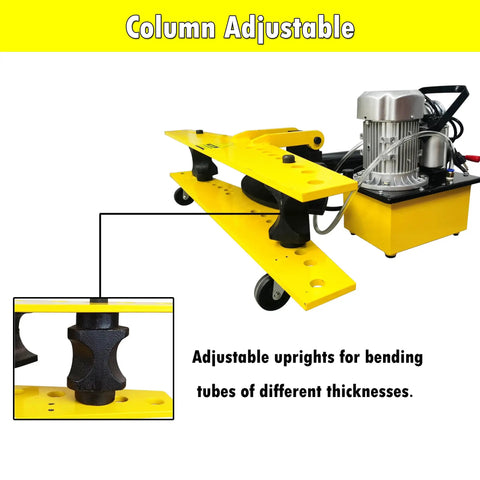 INTSUPERMAI Electric Hydraulic Pipe Bender For Round Tubes 0.1 To 0.24 Inch Wall Thickness With adjustable uprights for varying tube thicknesses.