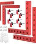Aluminum Corner Clamp Set For Woodworking, 90 Degree Right Angle Squares, 4 Pack 5.5 X 5.5 Inches, red anodized