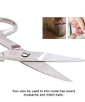 Curved Micro Serrated Eyebrow Scissors made from surgical grade stainless steel for precise grooming and trim close-up view