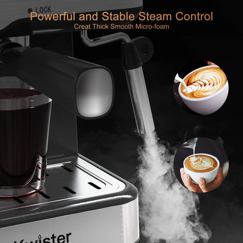 Kickstart Your Morning Hustle With This Sick Espresso Machine Pulling Smooth Shots And Rich Crema Using 20 Bar Pressure Combined With A Fast Milk Frother Sleek Digital Controls And A Roomy 50 Oz Removable Tank Made From Tough Stainless Steel steam wand creating micro-foam for lattes.