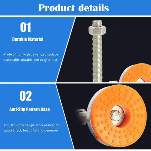 Top Shelf Heavy Duty Furniture Leveling Feet 4 Pack Adjustable Carbon Steel Equipment Support Legs With Quick Threaded Height Control For Zero Shake Stability On Any Terrain, showing durable iron components and anti-slip base design.