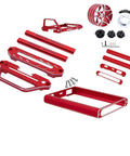 Beefy Aluminum Transmitter Protector Frame And Hand Wheel Base Upgrade Kit For Flysky Noble NB4 Remote Control Tough Sleek Metal Upgrade Parts Easy Install Style 11 red components with screws