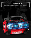 Portable Tire Inflator Air Compressor With Dual Motors, 12V DC And 110V AC, Car Tire Pump with fast inflation feature