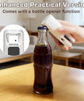 Three In One Bag Sealer With Cutter And Bottle Opener Portable USB Rechargeable used to open a bottle on table in living room