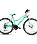 26 Inch Mountain Bike For Women And Men With Step Through Frame, 18 Speed Derailleur Gearing, Front Suspension Fork, Green Frame