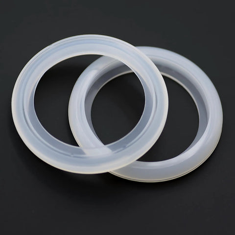 50mm Silicone Steam Ring Replacement Gasket For Breville And Krups Espresso Machines, two white rings on black background