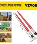 Beefy 39 Inch Hay Bale Spear With 3000 Lbs Capacity Quick Attach Square Hay Bale Fork For Buckets And Tractors Red Coated Steel
