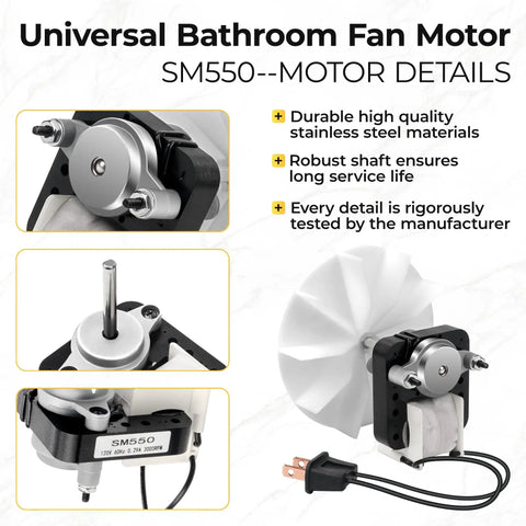 Sm550 Bathroom Vent Fan Motor Kit For Nutone And Broan Exhaust Fans 50 CFM 120V 3000 RPM Replacement Easy Install DIY