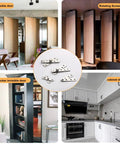 2 Pack 270 Degree Hidden Door Pivot Hinge Set For Concealed Bookcase Secret Doors In Stainless Steel, shown installed