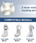 Motor Coupler For Eco Plus, Eco Twin, And Blue Leaf Mixers 2 Pack Replacement Part, top-teeth white plastic coupler for mixer jar