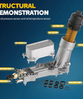 Diagram of upgraded aluminum engine oil filter housing with oil cooler for 2011-2016 Chrysler 3.6L