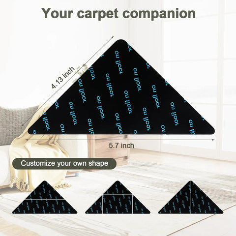 12 Pack Rug Grip Pads For Hardwood Floors And Tiles Non Slip Rug Grippers showing triangle shapes and customizable sizes