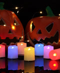 Rechargeable LED Color Changing Tea Lights With Remote USB Charging Flameless Votive Candles Warm White Flicker 12 Pack for Halloween