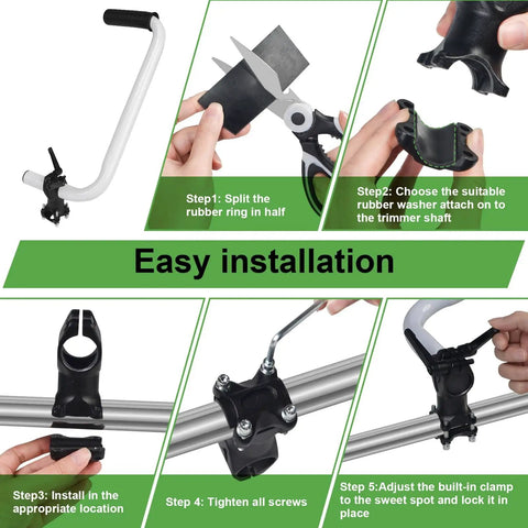 Upgraded Weed Eater Handle With Bracket Clamp, Ergonomic Trimmer Grip Extension installation steps and features