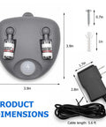 Dual Laser Garage Parking Assist With 360 Degree Adjustable Sensors And Motion Activated Laser Guide dimensions with sensor and cable.