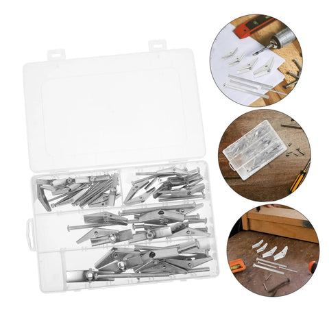 Heavy Duty Toggle Bolts And Wing Nut Kit For Drywall And Hollow Doors, 32 Piece Anchors And Screws Set, silver in case