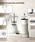 Straight Fire Game Changer Electric Espresso Machine With Fast Steam Milk Frother Two In One Countertop Coffee Brewer, accessories and details viewed.