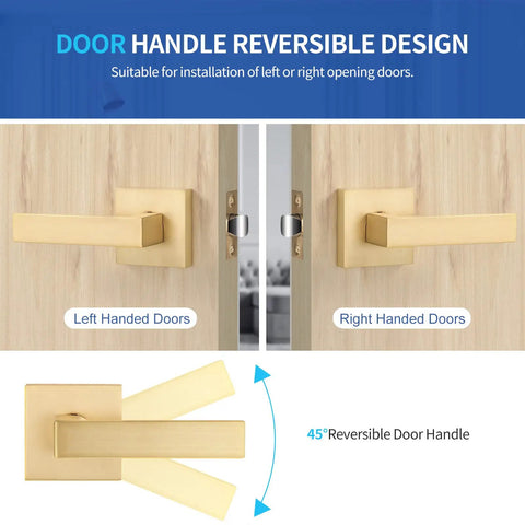 Six Pack Satin Brass Privacy Door Leverset With Lock For Bedroom And Bath Left Or Right Handed Design Diagram