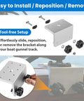 2 Pack 90 Degree Boat Gunnel Track Mount Brackets for Rod Holders, Downriggers, Fish Finders and Marine Accessories, Aluminum Mounting Bases for Anglers, Easy DIY Boat Rig Up and Extra Mounting Spots. Silver aluminum boat gunnel bracket with track bolts and knobs