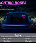 Pink Heart Shaped Car Interior Ambient Light For Windows With 5 Modes Type C And Solar Charging Easy Suction Cup Install