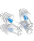 Flight Ready Earplugs For Ear Pressure Relief On Flights Pain Free Takeoffs And Landings shown close-up with blue filters
