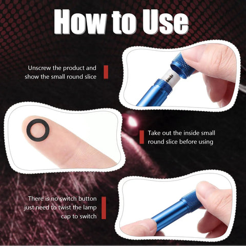 How to use guide for 49 Pack Mini Keychain LED Flashlights Bulk With Buckle For Camping Hiking Outdoor Multicolor Small Portable Lights Showing Assembly Steps