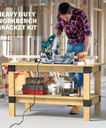 Heavy Duty 3 Way Right Angle Corner Bracket Set For 1.5x3.5 Inch Wood, 8 Pack With Screws, Ideal For DIY Garage Workbench