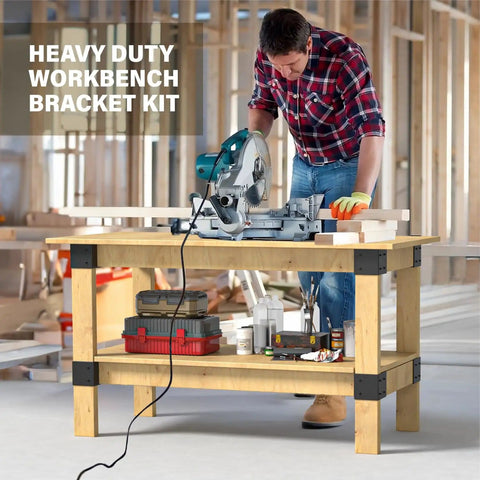 Heavy Duty 3 Way Right Angle Corner Bracket Set For 1.5x3.5 Inch Wood, 8 Pack With Screws, Ideal For DIY Garage Workbench