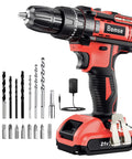 Beast 21V Cordless Drill Driver Set With 2.0Ah Battery Hammer Drill Mode 372 In Lbs Max Torque 23 accessory pieces displayed