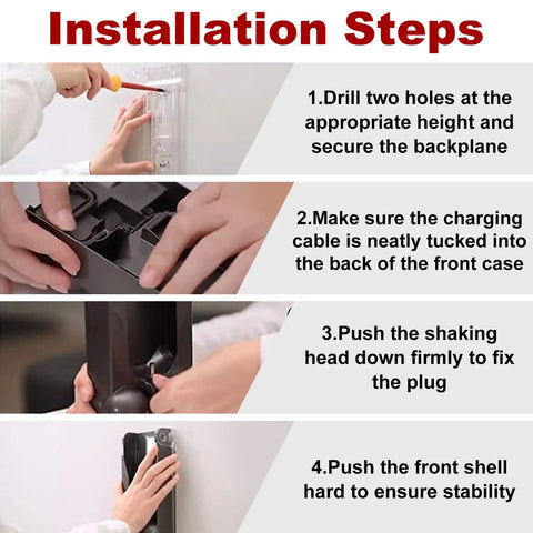Installation steps for Wall Mounted Vacuum Docking Station For Dyson V10 Cordless Vacuum Accessories Holder.