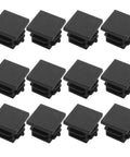 12 Pack 3/4 Inch Square Plastic Plugs End Caps For Square Tubes And Furniture Legs Black Ribbed Design Durable Floor Protectors
