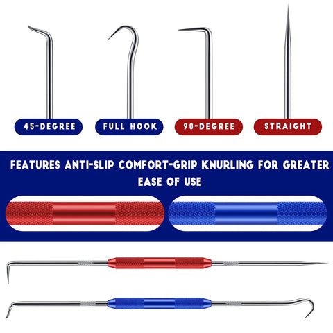 Beefy And Reliable Double Pointed Scriber Set With Knurled Aluminum Grip Rust Proof Steel Marking Hooks and Precision Pick Tools for Hard Core Garage and Workshop Tasks