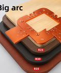 Dead Nuts Precision Router Corner Radius Template Guide Kit In Solid Aluminum Alloy for R20 R25 R30 R35 with curved edge templates.