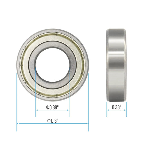 Top Tier 1614ZZ Double Shielded Deep Groove Ball Bearings 10 Pack Chrome Steel Build, 3/8" inner diameter, 1 1/8" outer diameter
