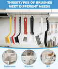 11 Piece V Shaped Grout Cleaning Brush Set With Stiff Bristles Crevice Brushes And Stainless Steel Scraper displayed in kitchen