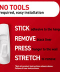 Large 5 Pound Utility Hooks With Adhesive Strips, 7 Hooks And 12 Strips for damage free hanging, easy installation guide.
