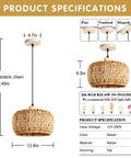 Score Some Major Farmhouse Vibes With This Hand-Woven Rattan Pendant Light Featuring A Fresh 12 Inch Wicker Shade Perfect For Killing It On Your Kitchen Island With Top Shelf Lighting Style. Dimensions and specifications of adjustable pendant lamp.
