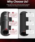 Comparison of 17mm Harmonic Balancer Socket For Half Inch Drive, showing heat-treated alloy construction and improved torque design.
