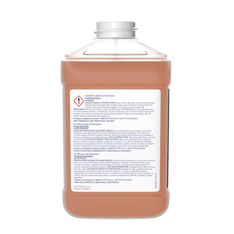 Concentrated Neutral Floor Cleaner No Rinse Formula Daily Mopping Solution Walls Restrooms Commercial Grade 2.5 Liter Jug back view showing safety information.