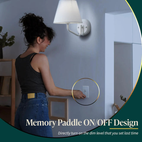 Person using Kalide Dimmer Paddle Light Switch For LED And CFL, 300W Dimmable, Single Pole And 3 Way, Neutral Wire Not Required