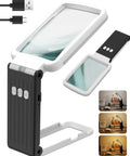 15X Glass Magnifier With Light And Stand Rechargeable Folding Handheld Real Glass Lens Dimmable Three Color Modes LED Lighted