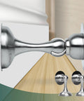 Magnetic Door Stopper 2 Pack Stainless Steel Door Holder For Wall Or Floor Mounting Keeps Doors Open No Drilling With Adhesive Tapes Heavy Duty Silver shown in package