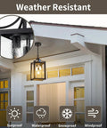 Straight Up Heavy Duty Outdoor Pendant Light With Automatic Dusk To Dawn Sensor 18.5 Inch showing weather resistance features.