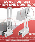 2 Pack Magnetic Limit Switch Holder For Sliding Gate Opener with dual purpose high and low bore bracket shown in close-up view