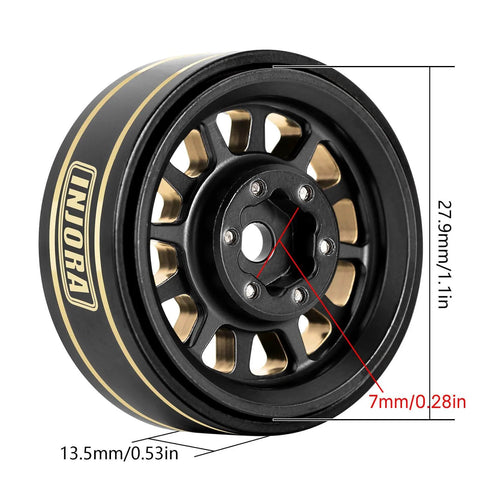Brass Beadlock Wheel Rims 4 Pack 12 Spoke For TRX4M SCX24 FCX24 1 24 1 18 Scale RC Crawler Gray Coated Alloy Wheels 42g Each
