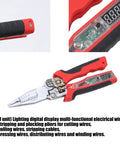 Rugged Pliers Cable Stripper And Wire Cutter With Built In Voltage Tester LED Work Light Digital Multimeter Compatible Ergonomic Handle